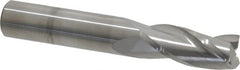 SGS - 7/16", 1" LOC, 7/16" Shank Diam, 2-3/4" OAL, 3 Flute, Solid Carbide Square End Mill - Single End, Uncoated, Spiral Flute, 30° Helix, Centercutting, Right Hand Cut, Right Hand Flute, Series 5 - Benchmark Tooling
