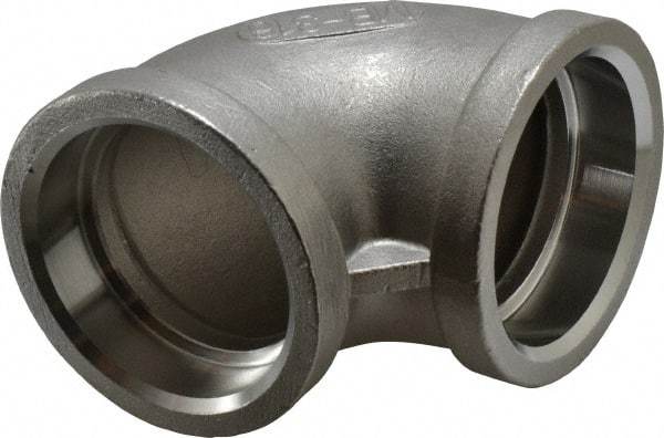 Merit Brass - 1-1/2" Grade 316 Stainless Steel Pipe 90° Elbow - Socket Weld x Socket Weld End Connections, 150 psi - Benchmark Tooling