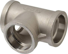 Merit Brass - 1-1/4" Grade 316 Stainless Steel Pipe Tee - Socket Weld x Socket Weld x Socket Weld End Connections, 150 psi - Benchmark Tooling