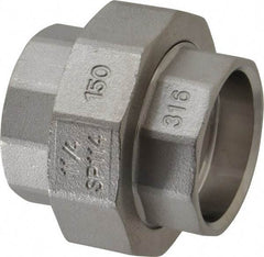 Merit Brass - 1-1/4" Grade 316 Stainless Steel Pipe Union - Socket Weld x Socket Weld End Connections, 150 psi - Benchmark Tooling