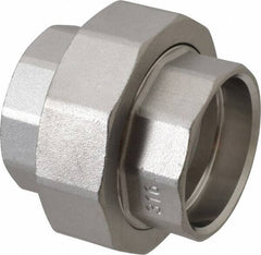 Merit Brass - 1-1/2" Grade 316 Stainless Steel Pipe Union - Socket Weld x Socket Weld End Connections, 150 psi - Benchmark Tooling