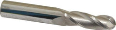SGS - 11/32" Diam, 1" LOC, 3 Flute Solid Carbide Ball End Mill - Uncoated, Single End, 2-1/2" OAL, 3/8" Shank Diam, Spiral Flute - Benchmark Tooling