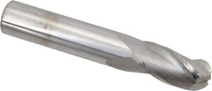 SGS - 1/2" Diam, 1" LOC, 3 Flute Solid Carbide Ball End Mill - Uncoated, Single End, 3" OAL, 1/2" Shank Diam, Spiral Flute - Benchmark Tooling