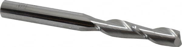 SGS - 7/16", 2" LOC, 7/16" Shank Diam, 4-1/2" OAL, 2 Flute, Solid Carbide Square End Mill - Single End, Uncoated, Spiral Flute, 30° Helix, Centercutting, Right Hand Cut, Right Hand Flute, Series 3L - Benchmark Tooling