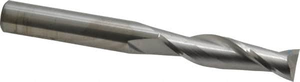 SGS - 1/2", 2" LOC, 1/2" Shank Diam, 4-1/2" OAL, 2 Flute, Solid Carbide Square End Mill - Single End, Uncoated, Spiral Flute, 30° Helix, Centercutting, Right Hand Cut, Right Hand Flute, Series 3L - Benchmark Tooling