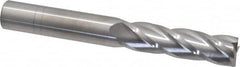 SGS - 5/8", 2-1/4" LOC, 5/8" Shank Diam, 5" OAL, 4 Flute, Solid Carbide Square End Mill - Single End, Uncoated, Spiral Flute, 30° Helix, Centercutting, Right Hand Cut, Right Hand Flute, Series 1L - Benchmark Tooling