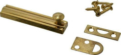 Don-Jo - 3" Long, 1/2" Wide Brass Slide Bolt - US3 Bright Brass - Benchmark Tooling