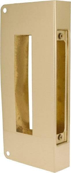 Don-Jo - 5" Wide x 12" High, Polished Brass Finish, Door Reinforcer - 1-3/4" Thick Door, 2-3/4" Backset - Benchmark Tooling