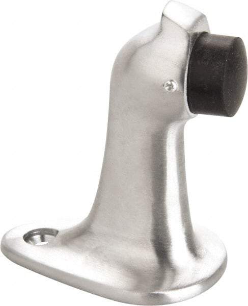 Don-Jo - 2-3/4" Projection Large Gooseneck Door Stop with Hook - Floor Mount, Satin Chrome Finish - Benchmark Tooling