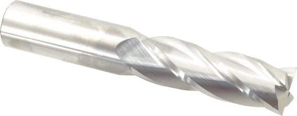 SGS - 1", 3" LOC, 1" Shank Diam, 6" OAL, 4 Flute, Solid Carbide Square End Mill - Single End, Uncoated, Spiral Flute, 30° Helix, Centercutting, Right Hand Cut, Right Hand Flute, Series 1EL - Benchmark Tooling
