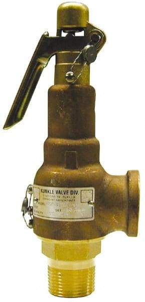 Midwest Control - 1-1/4" Inlet, 1-1/2" Outlet, ASME Safety Relief Valve - 140 Max psi, Bronze, 1,504 Cubic' per Min - Benchmark Tooling