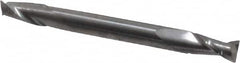 SGS - 3/16", 3/8" LOC, 3/16" Shank Diam, 2" OAL, 2 Flute, Solid Carbide Square End Mill - Double End, Uncoated, Spiral Flute, 30° Helix, Centercutting, Right Hand Cut, Right Hand Flute, Series 15 - Benchmark Tooling