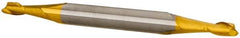 SGS - 5/64", 1/8" LOC, 1/8" Shank Diam, 1-1/2" OAL, 2 Flute, Solid Carbide Square End Mill - Double End, TiN Finish, Spiral Flute, 30° Helix, Centercutting, Right Hand Cut, Right Hand Flute, Series 15 - Benchmark Tooling