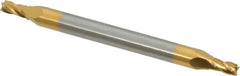SGS - 5/64", 1/8" LOC, 1/8" Shank Diam, 1-1/2" OAL, 4 Flute, Solid Carbide Square End Mill - Double End, TiN Finish, Spiral Flute, 30° Helix, Centercutting, Right Hand Cut, Right Hand Flute, Series 14 - Benchmark Tooling