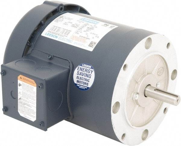 Leeson - 1/2 Max hp, 1,200 Max RPM, Electric AC DC Motor - 230/460 V Input, Three Phase, 56C Frame, 5/8" Shaft Diam, C-Face Mount, TEFC Enclosure - Benchmark Tooling