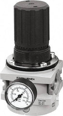 Parker - 1 NPT Port, 550 CFM, Aluminum Hi-Flow Regulator - 0 to 174 psi Range, 254 Max psi Supply Pressure, 1/4" Gauge Port Thread, 3-1/2" Wide x 7.2" High - Benchmark Tooling
