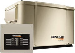 Generac Power - 1 Phase LP & NG Air Cooled Standby Power Generator - 120/240 V, 7.5 (LP) & 6 (NG) kW, OHV, Bisque Aluminum Enclosure, Use 51.6 (LP) & 117 (NG) to Fuel - Benchmark Tooling
