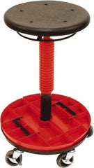 ShopSol - 300 Lb Capacity, 5 Wheel Trolley Stool - Polyurethane, 18" Long x 16-1/2" Overall Height x 18" Wide - Benchmark Tooling