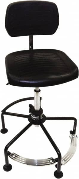 ShopSol - 17 to 35" High Adjustable Height Swivel Stool - 26" Wide x 26-1/2" Deep, Polyurethane Seat, Black - Benchmark Tooling