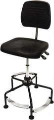 ShopSol - 17 to 35" High Adjustable Height Swivel Stool - 26" Wide x 26-1/2" Deep, Polyurethane Seat, Black - Benchmark Tooling