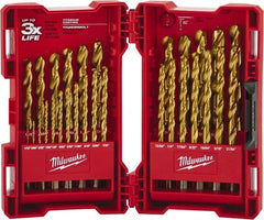 Milwaukee Tool - 135° Point, TiN Finish High Speed Steel Maintenance Length Drill Bit Set - Benchmark Tooling