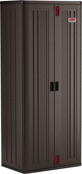 Suncast - 4 Shelf Locking Storage Cabinet - Polypropylene, 30" Wide x 20-1/4" Deep x 72" High, Gray - Benchmark Tooling