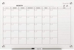 Quartet - 36" High x 48" Wide Magnetic Dry Erase Calendar - Glass, Includes Dry-Erase Marker, Magnet & Mounting Kit - Benchmark Tooling