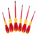 Insulated Slim Integrated Insulation 6 Piece Screwdriver Set Slotted 4.5; 6.5; Phillips #1 & 2; Square #1 & 2. - Benchmark Tooling
