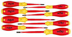 Insulated Slim Integrated Insulation 8 Piece Screwdriver Set Slotted 3.5; 4; 4.5; 5.5; Phillips #1 & 2; Square #1 & 2 - Benchmark Tooling