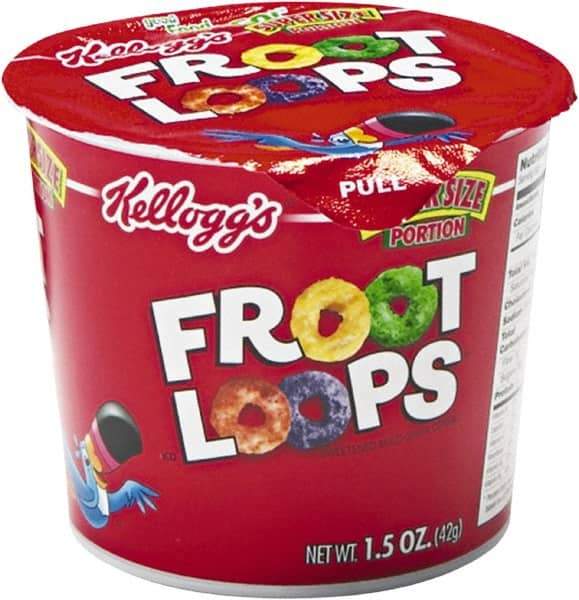 Kellogg's - Cereal - Froot Loops Breakfast Cereal, Single-Serve 1.5oz Cup, 6/Box - Benchmark Tooling