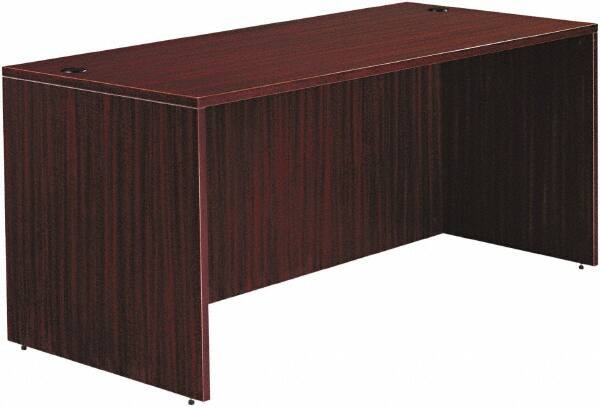 ALERA - Woodgrain Laminate Desk Shell - 65" Wide x 29-1/2" Deep x 29-5/8" High, Mahogany - Benchmark Tooling