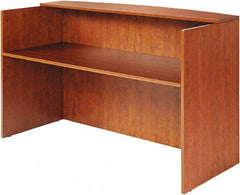 ALERA - Woodgrain Laminate Reception Desk - 71" Wide x 35-1/2" Deep x 42-1/2" High, Medium Cherry - Benchmark Tooling