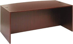 ALERA - Woodgrain Laminate Bow Front Desk - 71" Wide x 41-3/8" Deep x 29-5/8" High, Mahogany - Benchmark Tooling