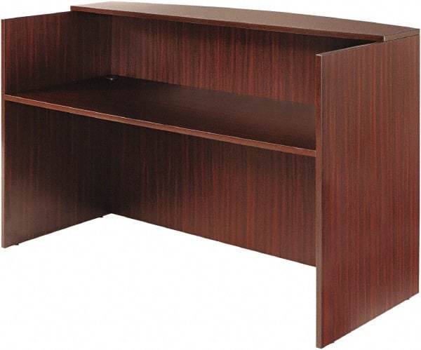 ALERA - Woodgrain Laminate Reception Desk - 71" Wide x 35-1/2" Deep x 42-1/2" High, Mahogany - Benchmark Tooling