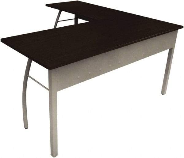 Linea Italia - Woodgrain Laminate L-Shaped Desk - 59-1/8" Wide x 59-1/8" Deep x 29-1/2" High, Mocha & Gray - Benchmark Tooling