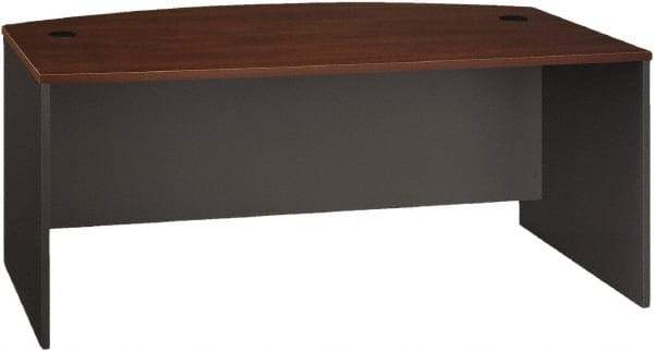 Bush Business Furniture - Laminate Over Wood Bow Front Desk - 71-1/8" Wide x 36-1/8" Deep x 29-7/8" High, Hansen Cherry & Graphite Gray - Benchmark Tooling