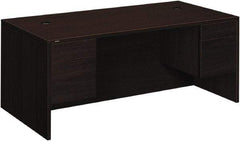 Hon - Woodgrain Laminate Double Pedestal Desk - 72" Wide x 36" Deep x 29-1/2" High, Mahogany - Benchmark Tooling