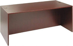 ALERA - Woodgrain Laminate Desk Shell - 71" Wide x 35-1/2" Deep x 29-5/8" High, Mahogany - Benchmark Tooling