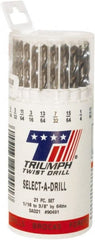 Triumph Twist Drill - 1/16 to 3/8", 135° Point, Bright Finish, High Speed Steel Jobber Length Drill Bit Set - Benchmark Tooling