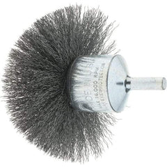 Tru-Maxx - 3" Brush Diam, Crimped, Flared End Brush - 1/4" Diam Steel Shank, 16,000 Max RPM - Benchmark Tooling