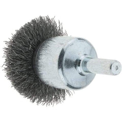 Tru-Maxx - 1-1/2" Brush Diam, Crimped, Flared End Brush - 1/4" Diam Steel Shank, 20,000 Max RPM - Benchmark Tooling