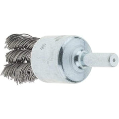 Tru-Maxx - 3/4" Brush Diam, Knotted, End Brush - 1/4" Diam Steel Shank, 22,000 Max RPM - Benchmark Tooling