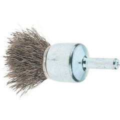 Tru-Maxx - 3/4" Brush Diam, Crimped, Flared End Brush - 1/4" Diam Steel Shank, 22,000 Max RPM - Benchmark Tooling