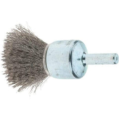 Tru-Maxx - 3/4" Brush Diam, Crimped, Flared End Brush - 1/4" Diam Steel Shank, 22,000 Max RPM - Benchmark Tooling