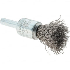 Tru-Maxx - 1/2" Brush Diam, Crimped, Flared End Brush - 1/4" Diam Steel Shank, 25,000 Max RPM - Benchmark Tooling