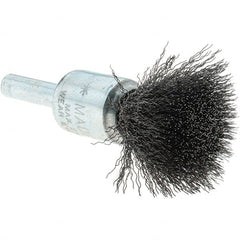 Tru-Maxx - 1/2" Brush Diam, Crimped, Flared End Brush - 1/4" Diam Steel Shank, 25,000 Max RPM - Benchmark Tooling