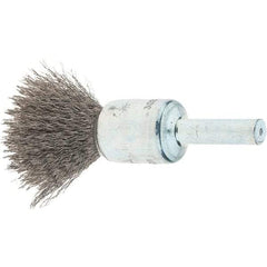 Tru-Maxx - 1/2" Brush Diam, Crimped, Flared End Brush - 1/4" Diam Steel Shank, 25,000 Max RPM - Benchmark Tooling