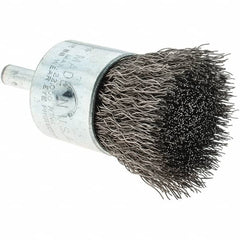 Tru-Maxx - 1" Brush Diam, Crimped, Flared End Brush - 1/4" Diam Steel Shank, 22,000 Max RPM - Benchmark Tooling