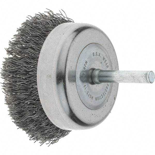 Tru-Maxx - 2-3/4" Diam, 1/4" Shank Diam, Steel Fill Cup Brush - 0.0118 Wire Diam, 7/8" Trim Length, 6,000 Max RPM - Benchmark Tooling