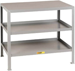 Little Giant - 60 Wide x 30" Deep x 32-1/2" High, 12 Gauge Steel Heavy-Duty Machine Table - Fixed Legs, Gray - Benchmark Tooling